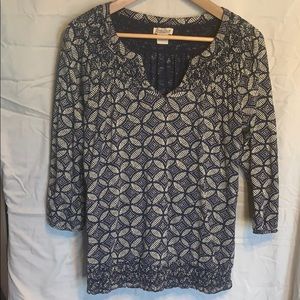 Navy and cream blousy top